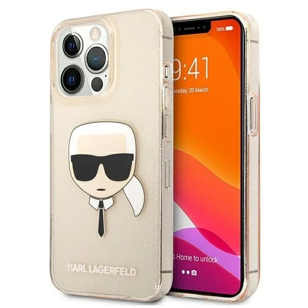 Захисний чохол для телефону Karl Lagerfeld KLHCP13LKHTUGLGO для Apple iPhone 13 Pro / 13 6.1" gold/gold hardcase Glitter Karl`s Head